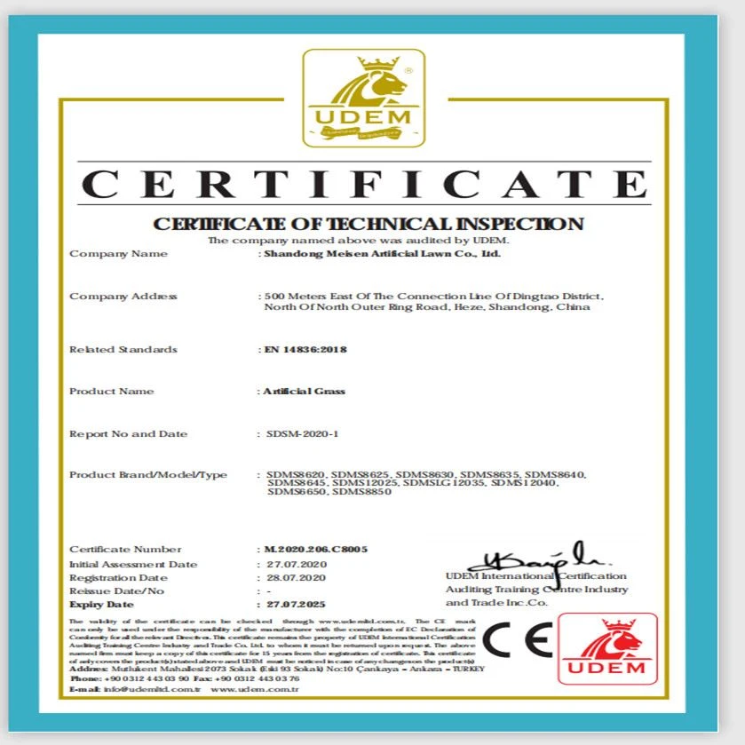 CE certification sport grass